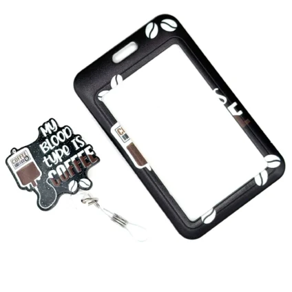 print - Fun shape Retractable reel holder clip + ID card holder set